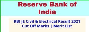 RBI JE Civil Electrical result 2021