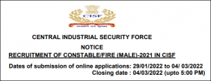 CISF Constable Online Form