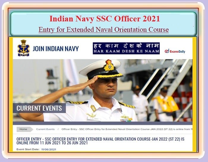 Indian Navy Engineer SSC Officer Online Form 2021