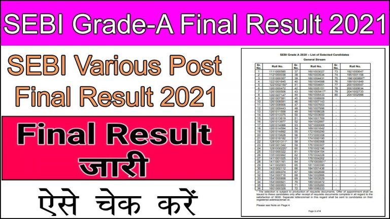 SEBI Grade-A Final Result 2021 SEBI Grade-A Final Result 2021