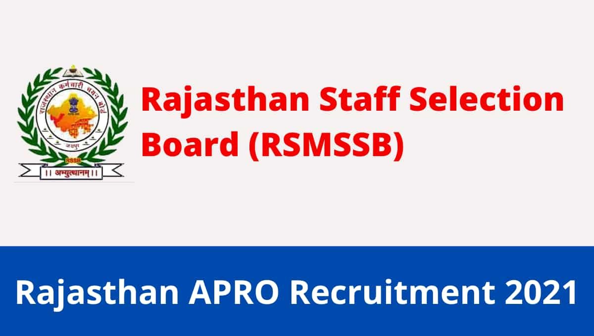 RSMSSB APRO Online Form 2021