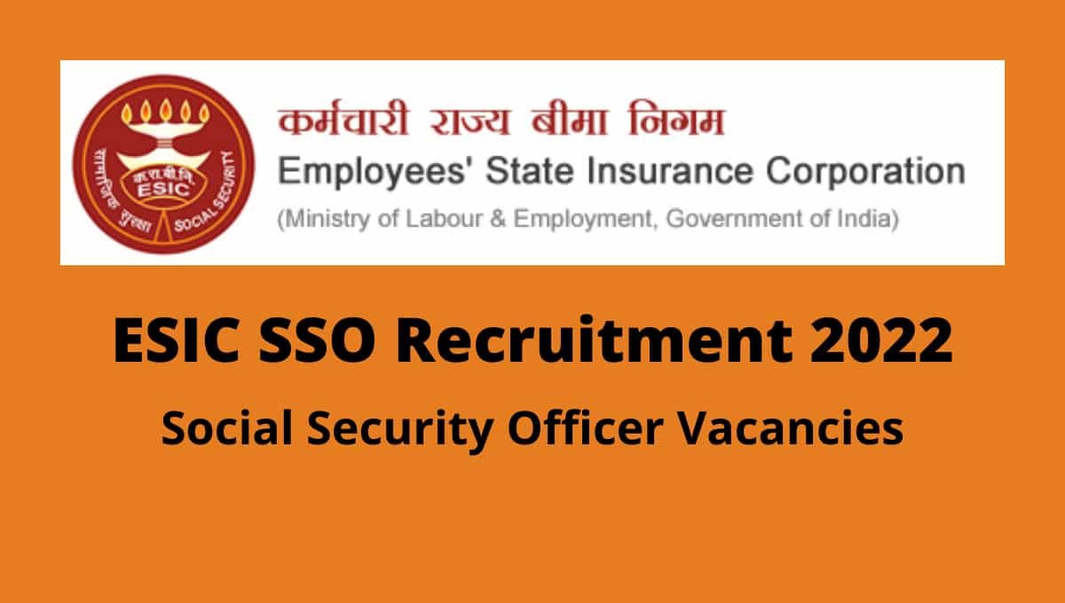 ESIC Social Security Officer SSO Online Form