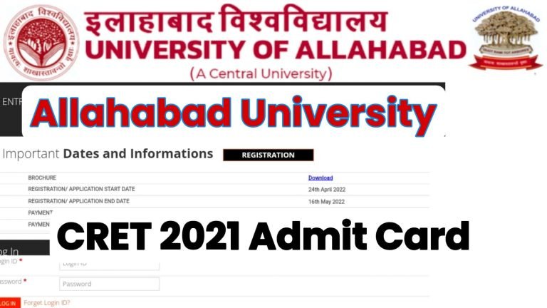 Allahabad University CRET 2021 Admit Card