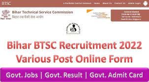 Bihar BTSC Various Post Online Form 2022